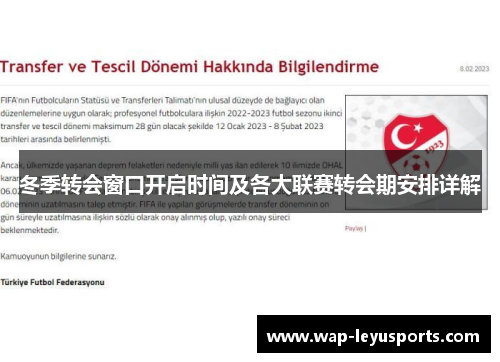 冬季转会窗口开启时间及各大联赛转会期安排详解 冬季转会窗口开启时间及各大联赛转会期安排详解